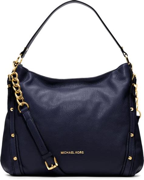 michael kors leigh stud large navy shoulder bags|Michael Kors handbags studded.